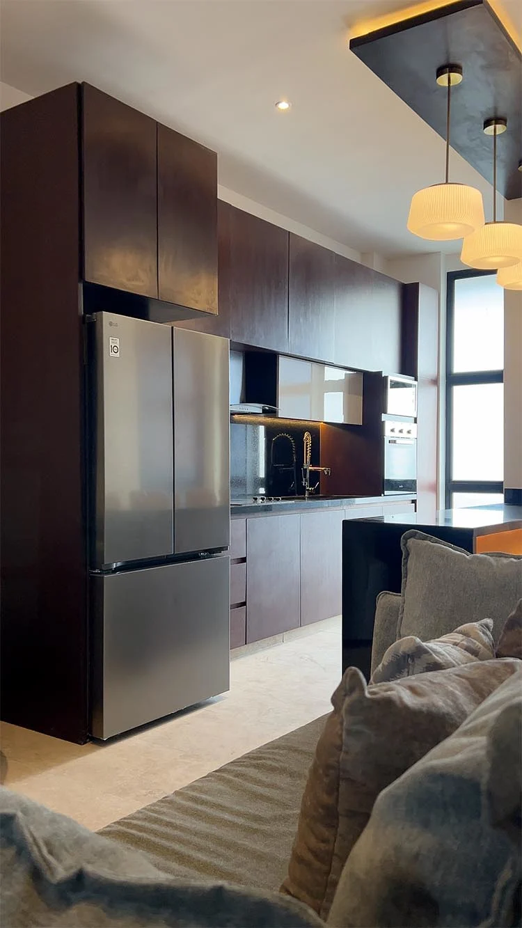 Foto de cocina y sala